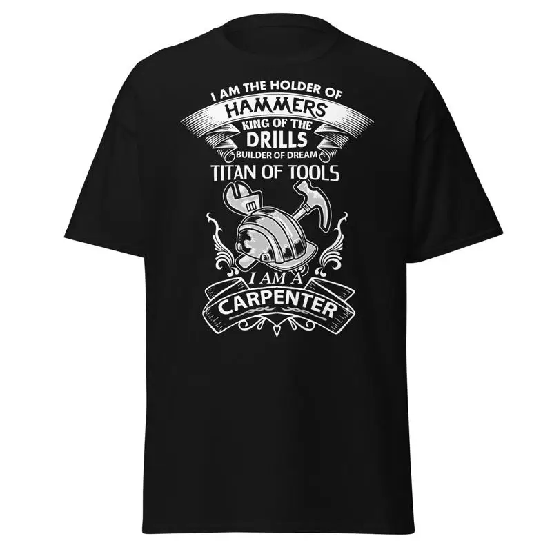 Woodworking Man - カーペンターメンズTシャツ「私はドリルの王」木工職人