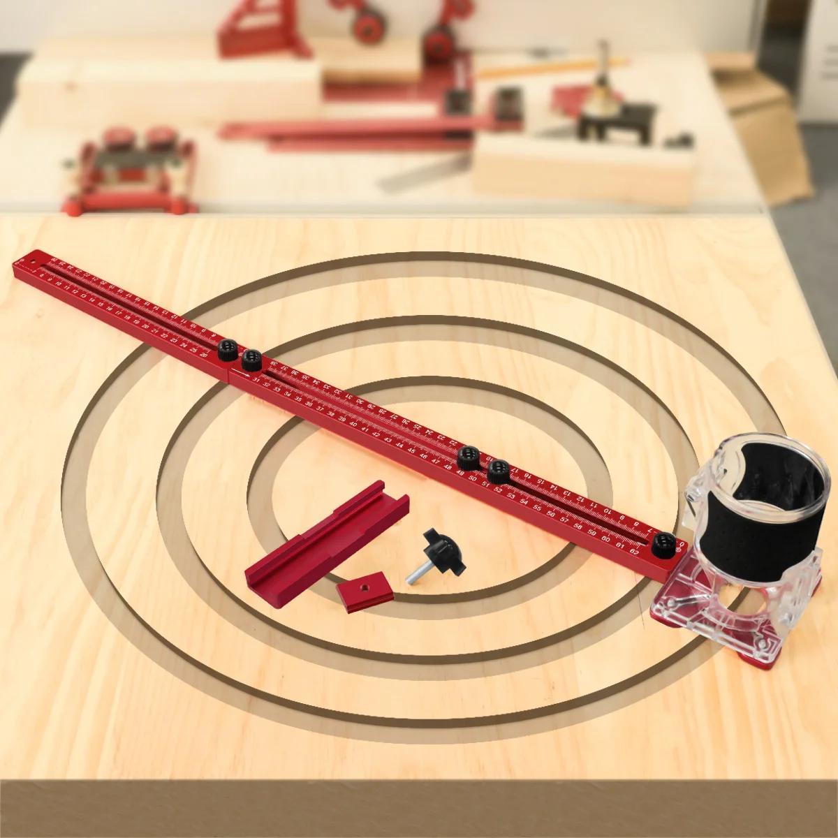 Woodworking Asmr - 3-in-1調整可能なアルミ製ガイドジグ、円形切断とキャビネット金具の取り付け用多機能木工ロケーター