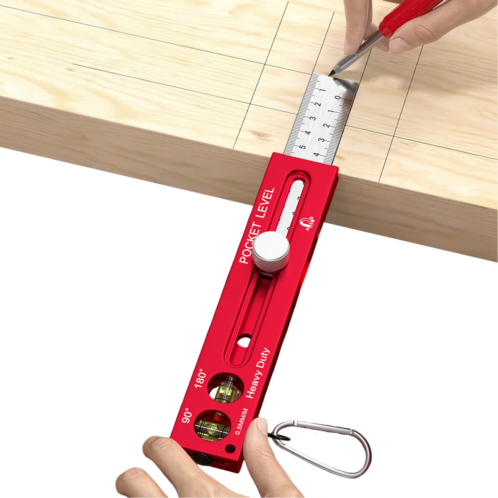 Woodworking Workshop Layout - 木工測定ツール 磁気水平ガイド 木工レイアウトツール メートル法とインチ法のスケール付き 切断用