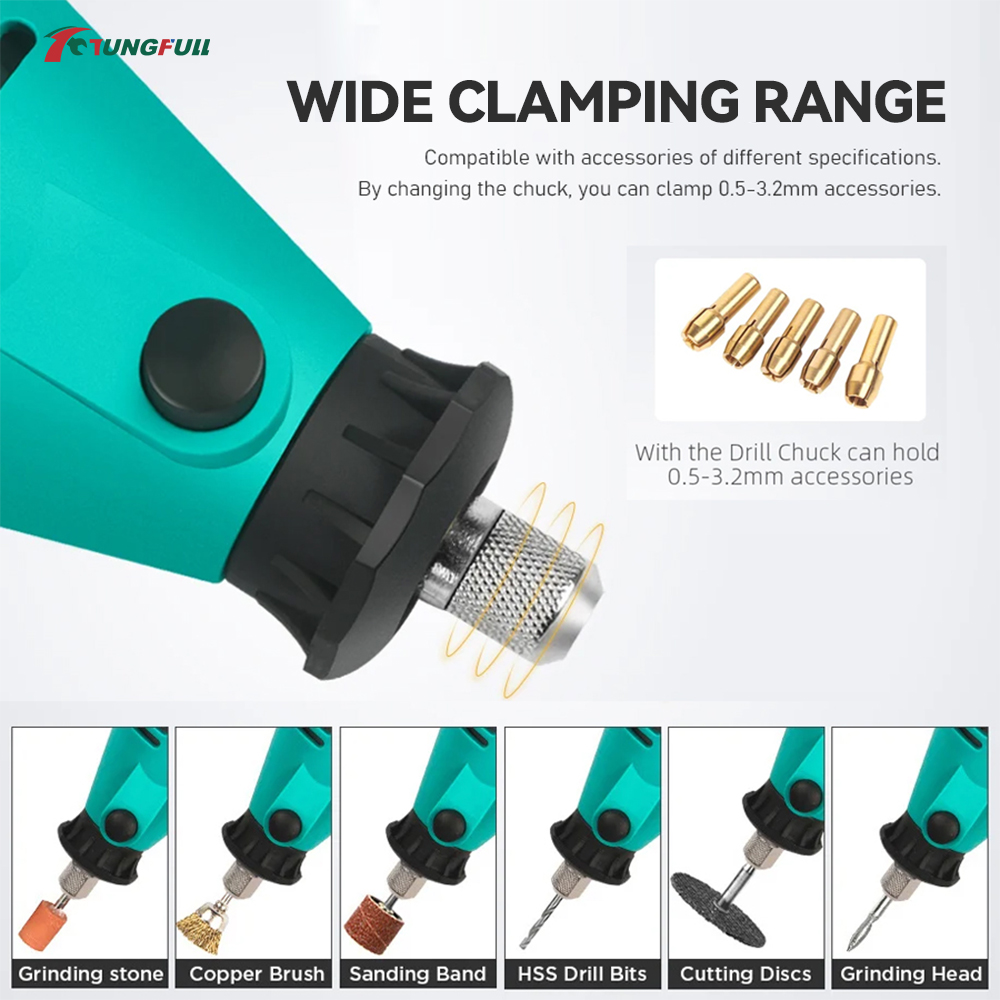 TUNGFULL ミニ電動グラインダーセット、可変速度ロータ - Woodworking Man のレビューと価格