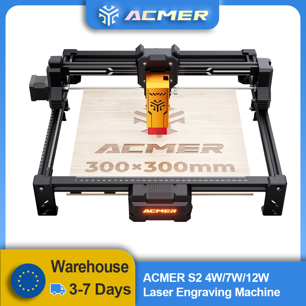 ACMER S2 20W レーザー彫刻・切断機。青色レーザー - Woodworking Logo のレビューと価格