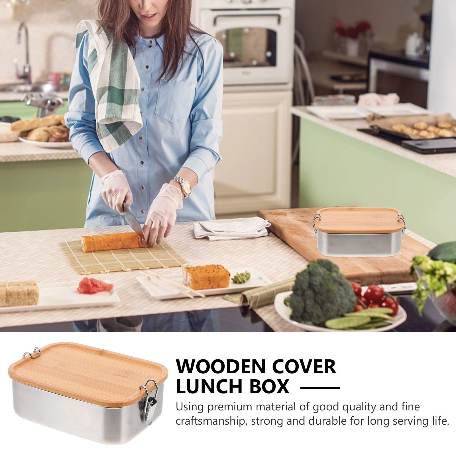 1個入り ステンレス製弁当箱 木製蓋付き 漏れ防止 大容量  - Woodworking School のレビューと価格