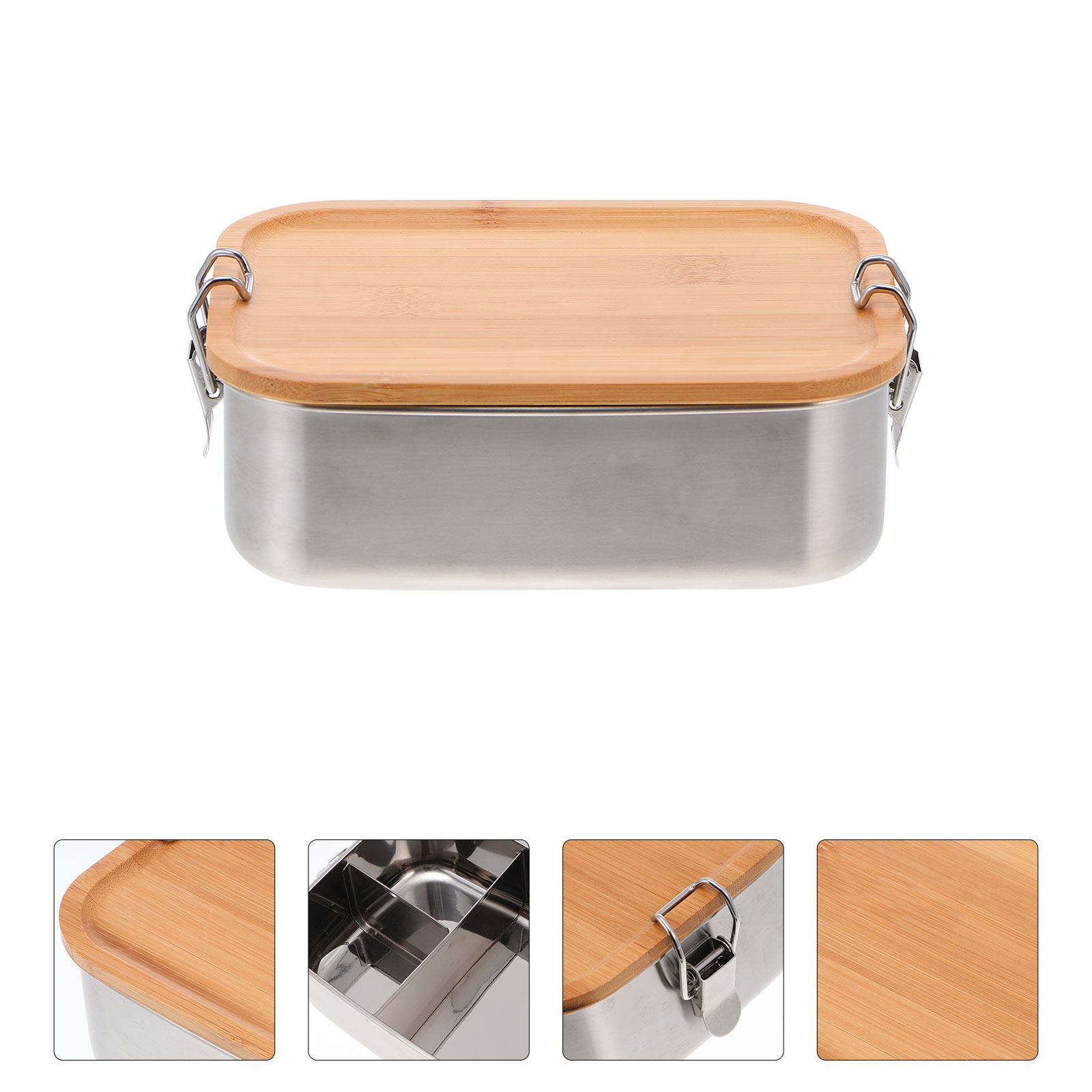1個入り ステンレス製弁当箱 木製蓋付き 漏れ防止 大容量  - Woodworking School のレビューと価格