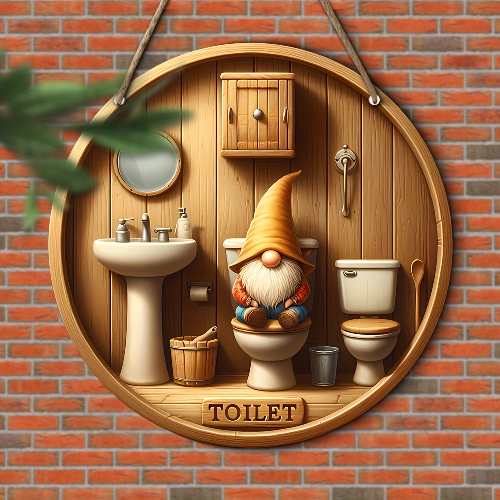 丸い木製の装飾的なトイレのロゴプレート,カントリースタイル, - Woodworking Logo のレビューと価格
